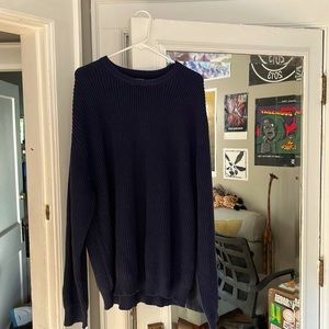 ✨MARKDOWN✨XL Forever 21 Mens Navy Blue Chunky Knit Pullover Sweater - Like New!